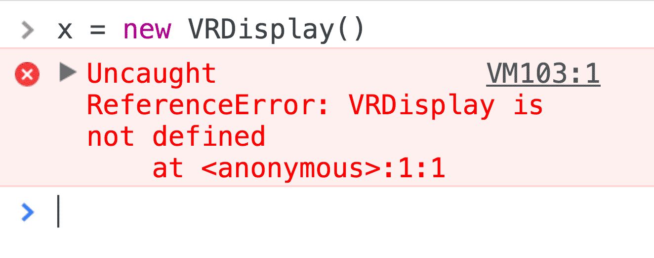 Using Canary’s DevTools console trying to instantiate VRDisplay